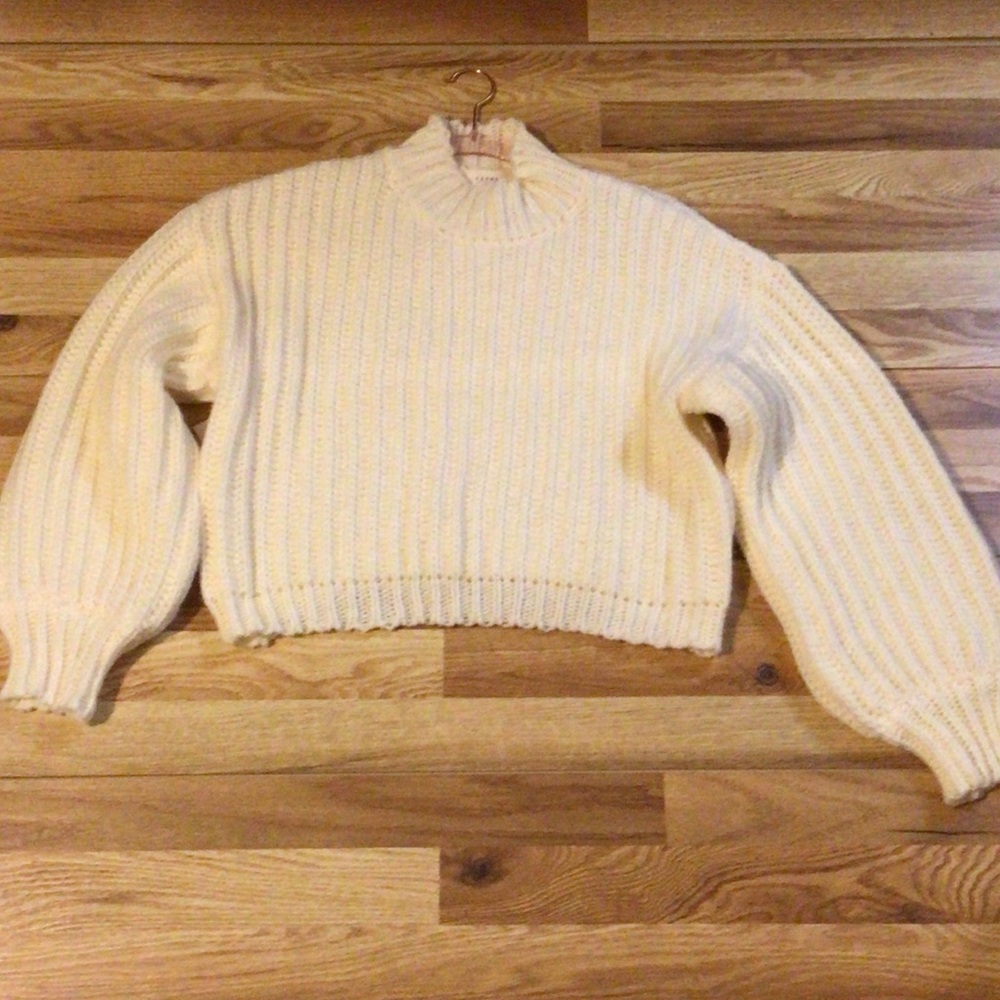 Promesa Ivory Ribbed Cowl Neck Sweater